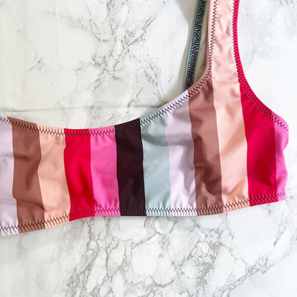 MADEWELL Solid & Striped Elle Bikini Top Medium M - Picture 4 of 8